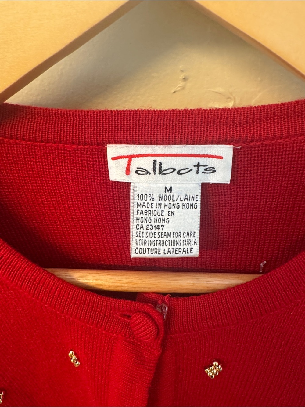 Talbots Red Beaded Button-Front Cardigan - Picture 2 of 3